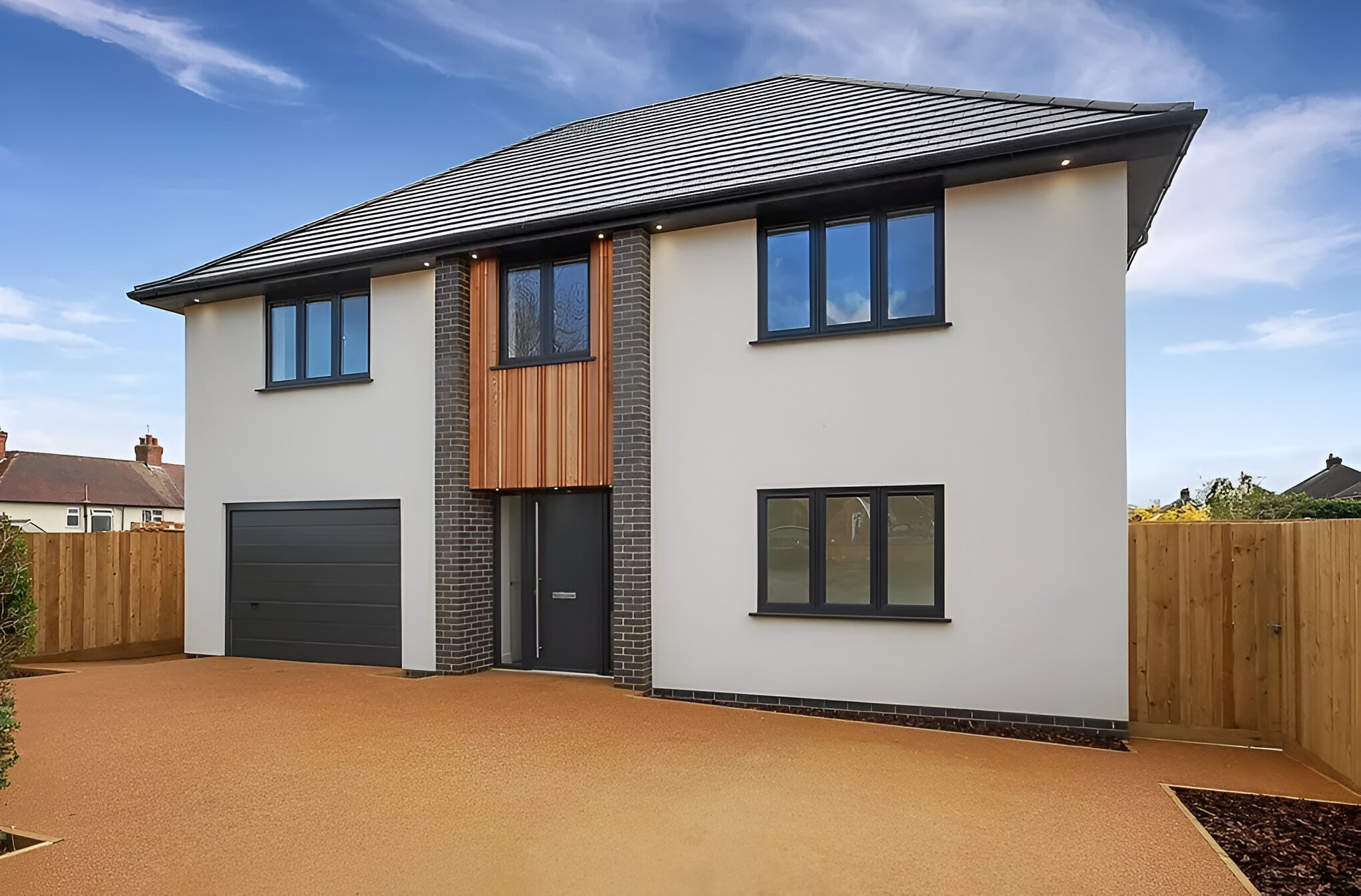 Smooth render finish on external wall